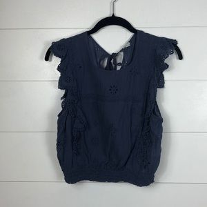 Blue Aerie ruffle eyelet top